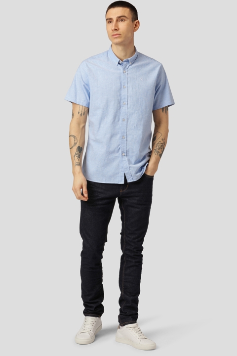 Clean Cut Copenhagen Oxford Stretch SS Shirt Light Blue