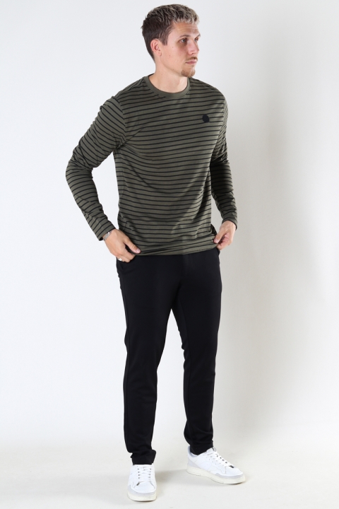 Kronstadt Timmi Organic/Recycled L/S stripe tee Army / Black