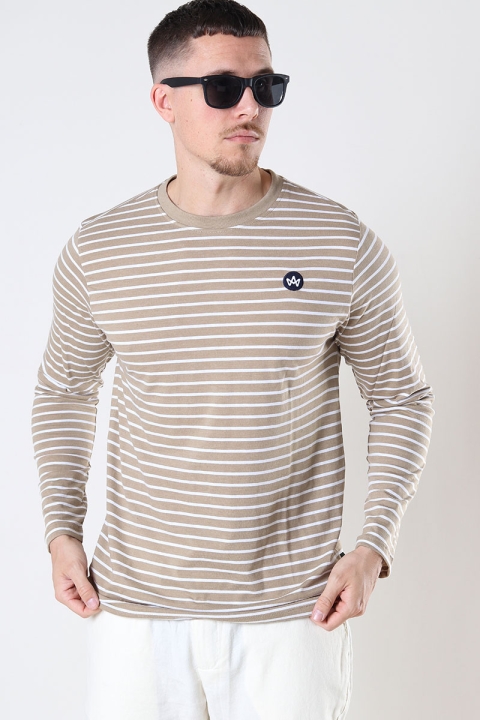 Kronstadt Timmi Organic/Recycled L/S stripe tee Sand/White