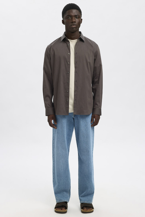 Selected Performance Stretch LS Shirt Morel Mixed Black