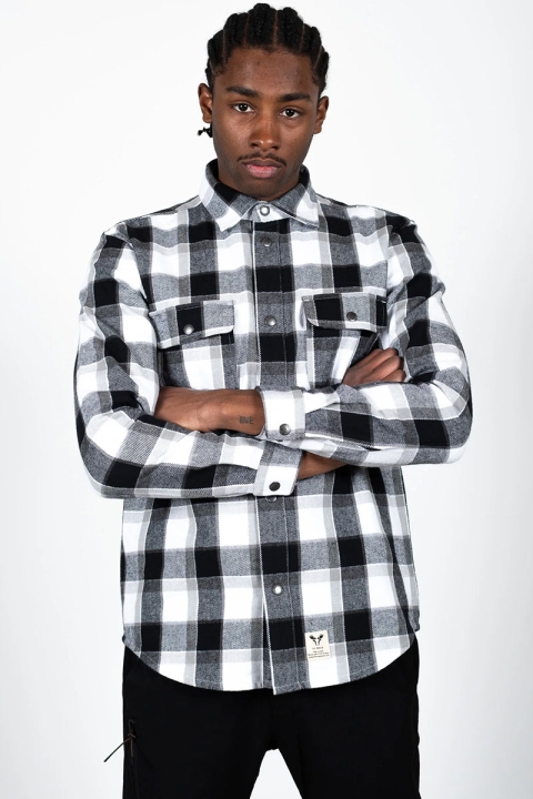 Fat Moose Adrian Cotton Check Shirt Black Check / Mid Grey Check