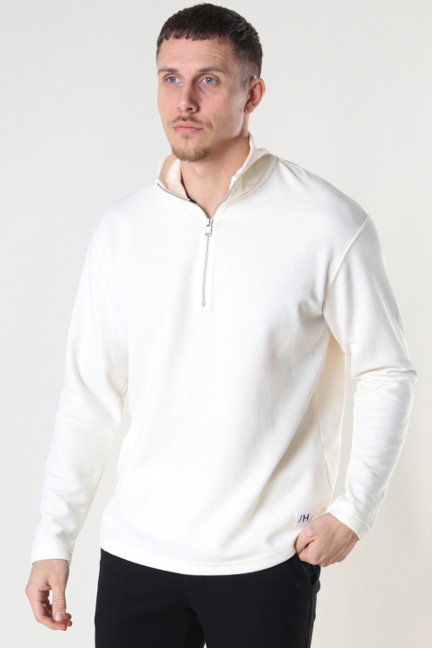 Selected SLHRELAXDREW LS HIGH NECK SWEAT G Egret