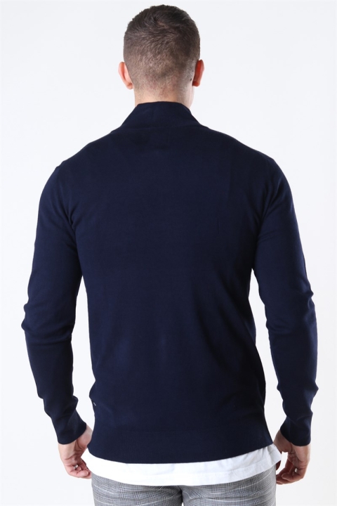 Jeff Argento Half Zip Strikke Navy