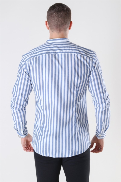 Only & Sons Matthew LS Stripe Manderine Skjorte Dark Blue