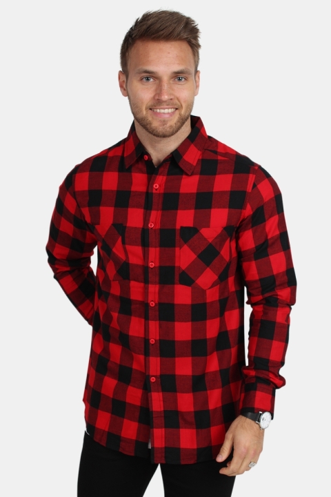 URBAN CLASSICS Checked Flanell Skjorte Red/Black