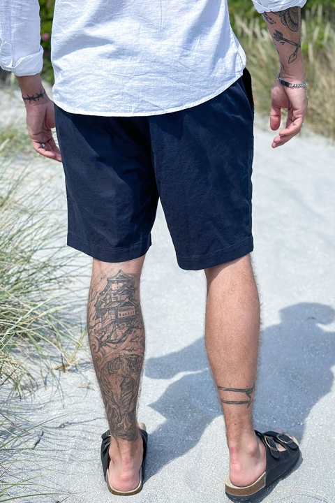 Clean Cut Copenhagen Barcelona Cotton Linen Shorts Navy