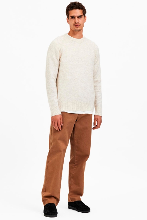Selected SLHRAI LS KNIT CREW NECK W Oatmeal
