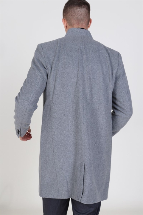 Only & Sons Maximilian Wool Trench Frakk Light Grey Melange