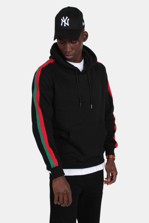 Klokkeban Classics Stripe Shoulder Hoodie Black/ Fire Red/ Green