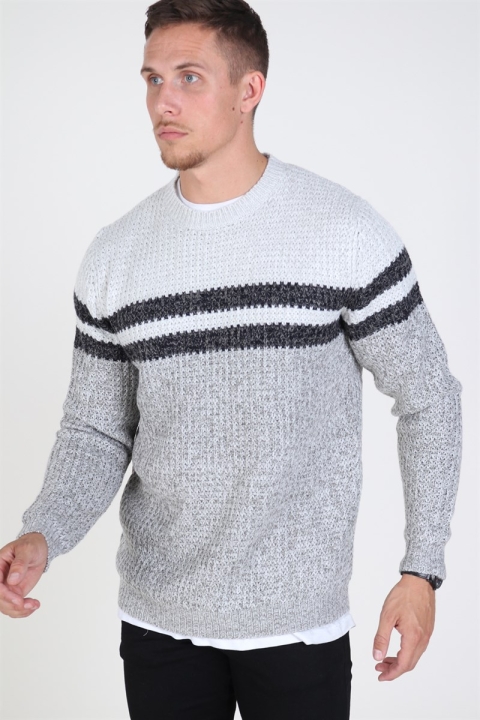 Only & Sons Lazlo Blocked Crew Neck Strikke Cloud Dancer