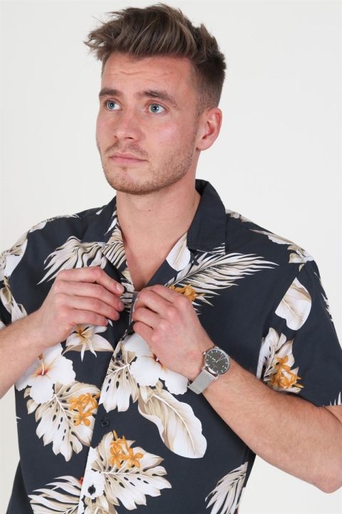 Jack & Jones JPRHAWAII Resort Shirt S/S AOP Black