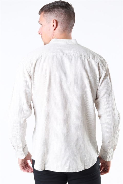 Clean Cut Mao Stripe LS Skjorte Khaki