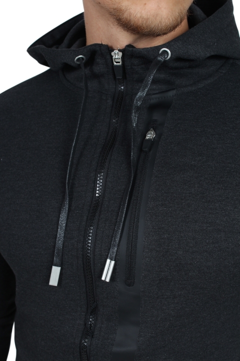 Only & Sons Vinn Zip Hood Genser Dark Grey Melange