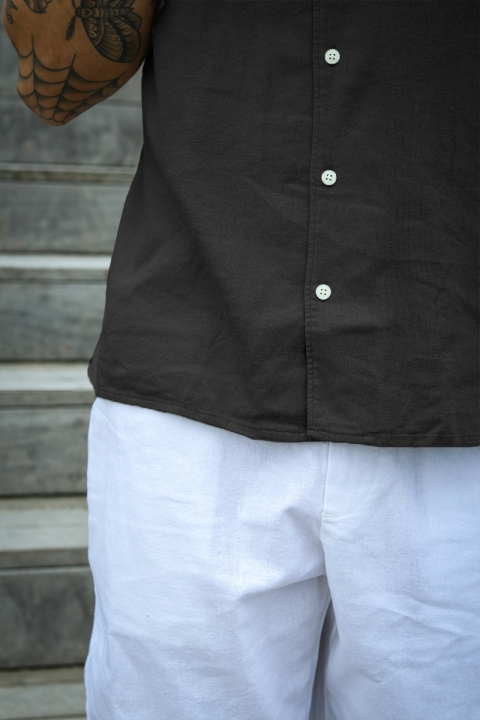 Solid Allan Cuba Linen Shirt True Black