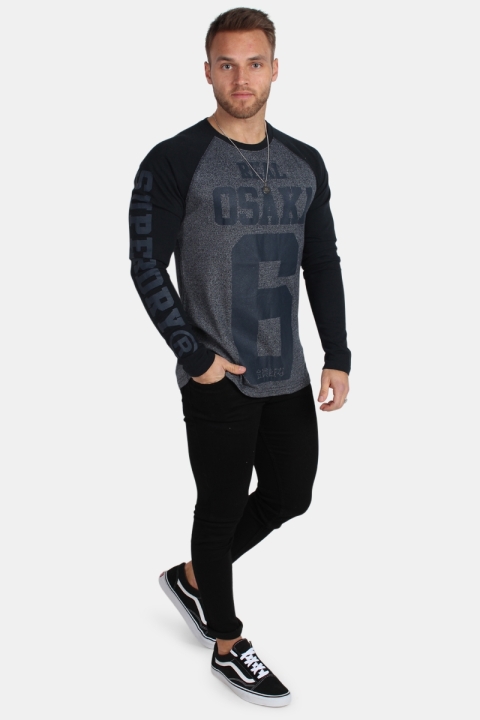 Superdry Real Osaka 6 L/S Raglan T-skjorte Navy Grit