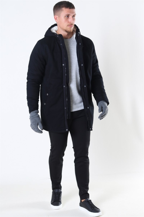 Only & Sons Yanick Teddy Hood Parka Jakke Black