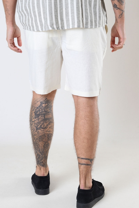 Solid Aurelius Elasticated Linen Shorts Off White