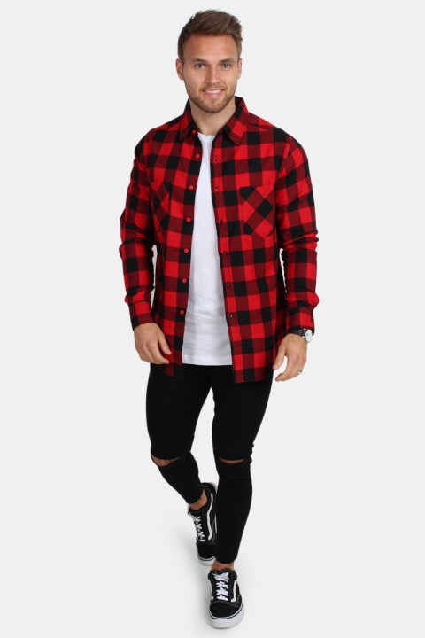 URBAN CLASSICS Checked Flanell Skjorte Red/Black