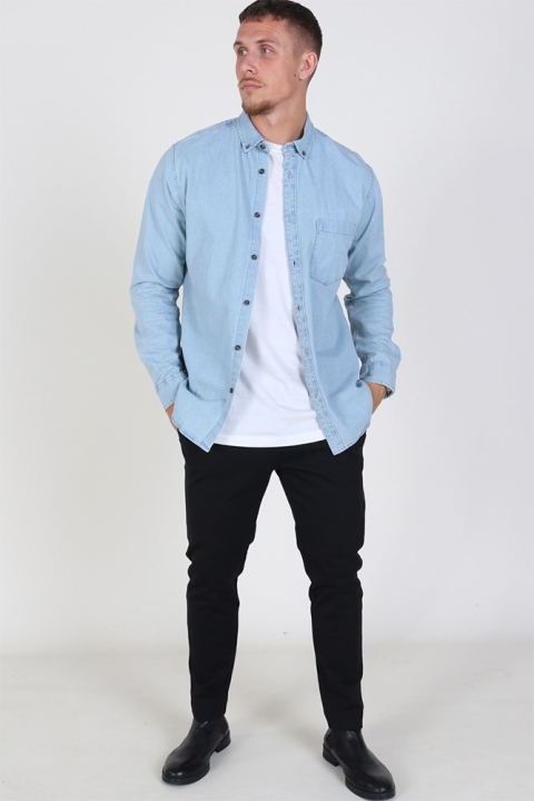 Only & Sons Basic Denim Skjorte Light Blue Denim