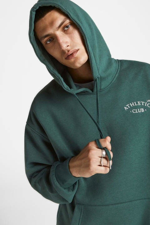 Jack & Jones JORTOBIAS SWEAT HOOD CHEST KA Trekking Green