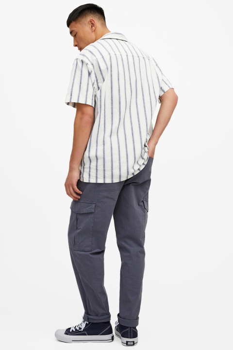 Jack & Jones JORDAVE RESORT LINEN STRIPE SHIRT SS Cloud Dancer