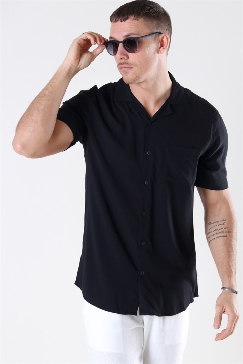 Only & Sons Silo Solid Viscose Skjorte Black