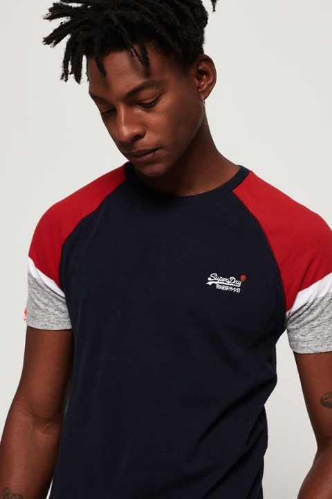 Superdry O L ENG'D Baseball SS T-skjorte Beach Navy