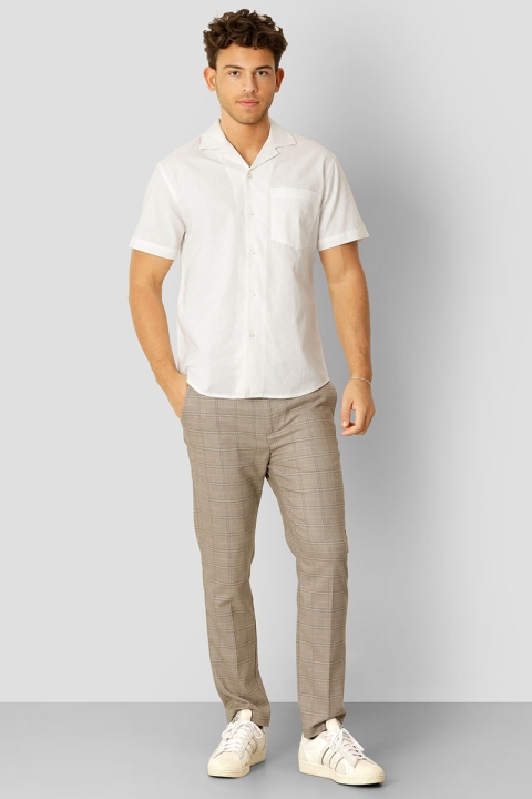 Clean Cut Copenhagen Bowling Cotton Linen Shirt SS White
