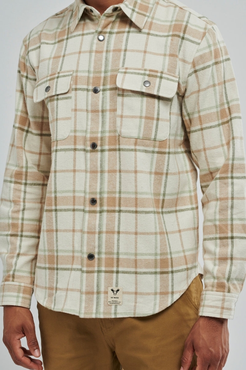 Fat Moose Adrian Cotton Check Shirt Ecru Check