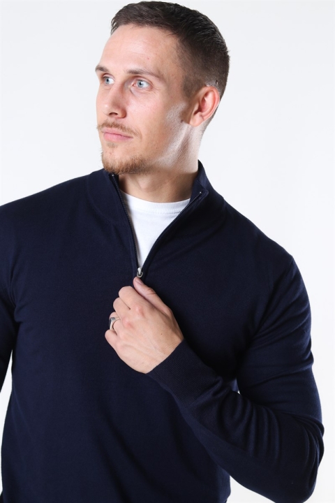 Jeff Argento Half Zip Strikke Navy