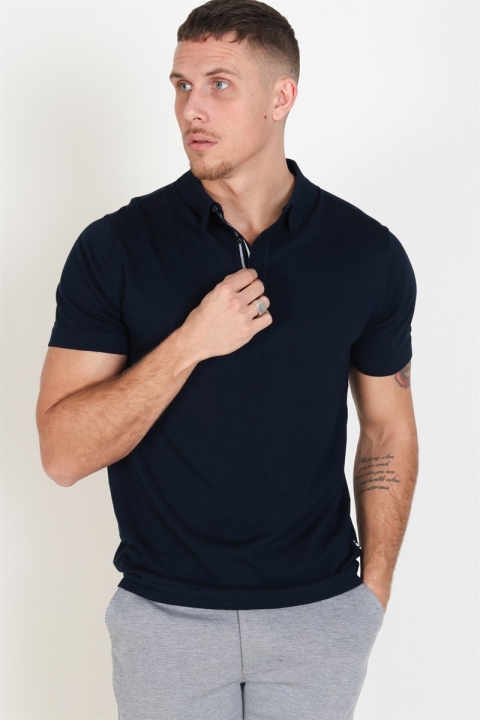 Tailored & Originals Mont Polo SS Strikke Insignia Blue 