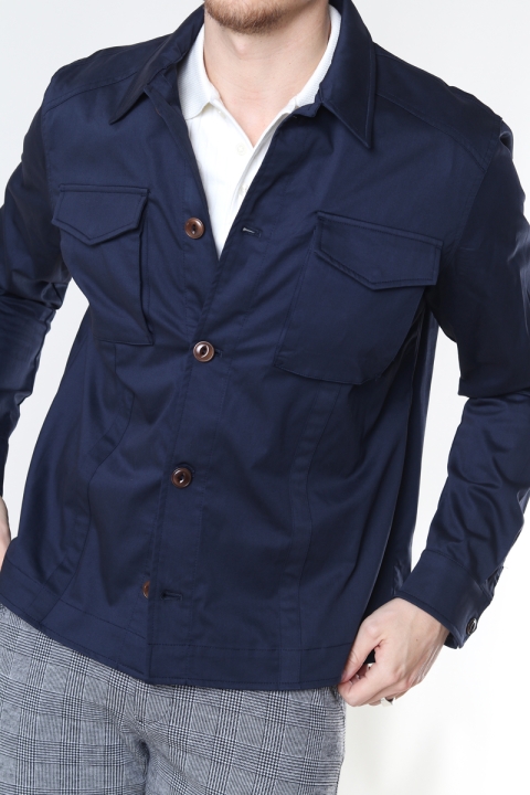 Mos Mosh Gallery Milo Cole Overshirt Navy