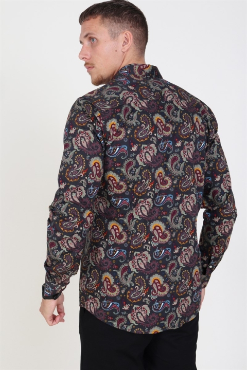 Only & Sons Frederik L/S Paisley Stretch Skjorte Phantom