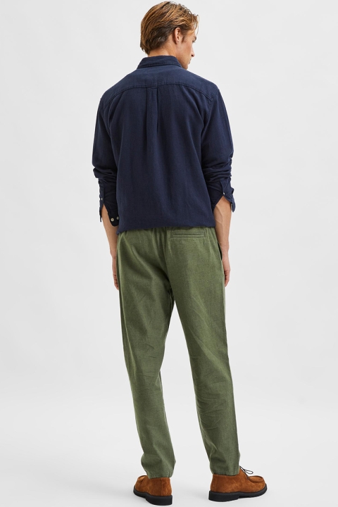 Selected SLHSLIMTAPERED-NEWTON LINEN PANTS W Olivine