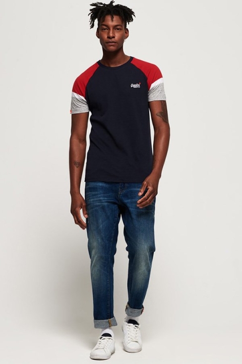 Superdry O L ENG'D Baseball SS T-skjorte Beach Navy