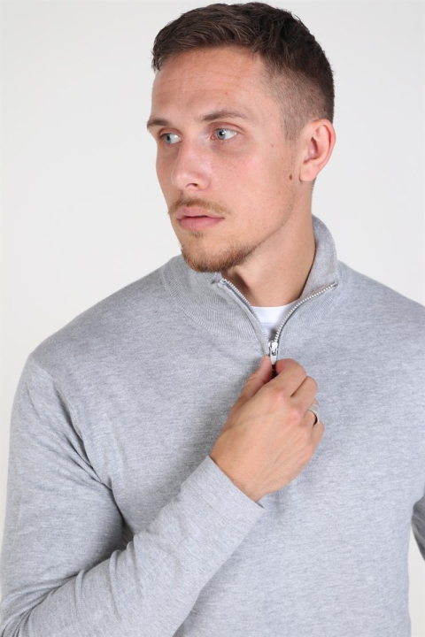 Tailored & Originals Knit - MKlokkeray Half zip Light Grey