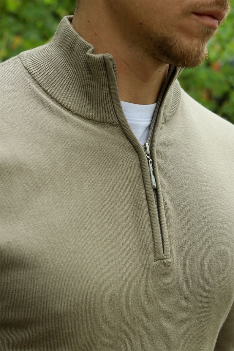 JEFF FRANKIE HALF ZIP KNIT Dark Beige