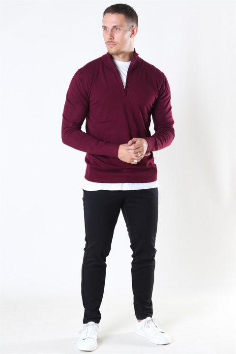 Jeff Argento Half Zip Strikke Zinfandel