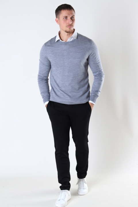 Kronstadt Johs Merino crew neck knit Grey mel