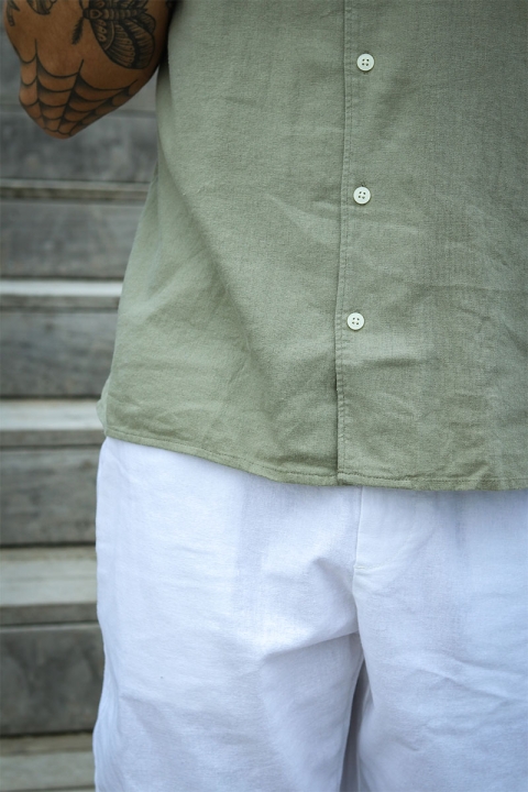 Solid Allan Cuba Linen Shirt Vetiver