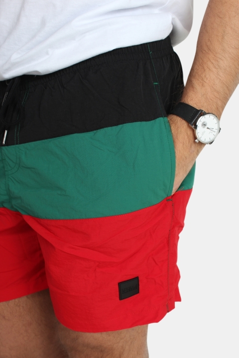 Urban Classics Color Block Badebukse Firered/Black/Green