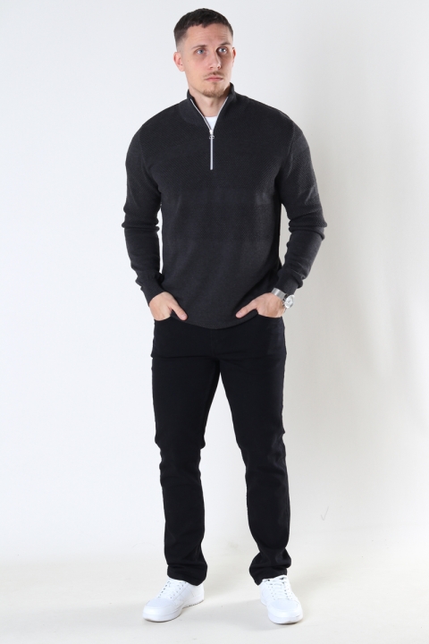 Kronstadt Hannes half zip cotton knit Charcoal