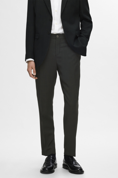 Selected Slim Oasis Linen Pants Dark Green