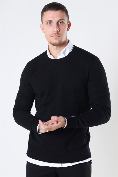 Mos Mosh Adam Supima O-Neck Knit Black