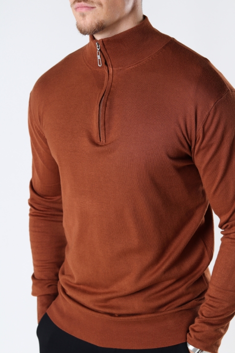 JEFF FRANKIE HALF ZIP KNIT Golden Brown