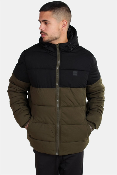 Klokkeban Classics Hooded 2-Tone Puffer Jakke Dark Olive/Black