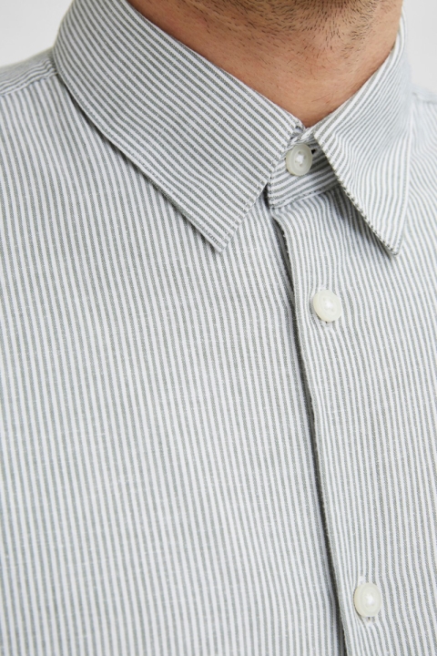 Selected SLHSLIMNEW-LINEN SHIRT LS W NOOS Sea Spray Stripes