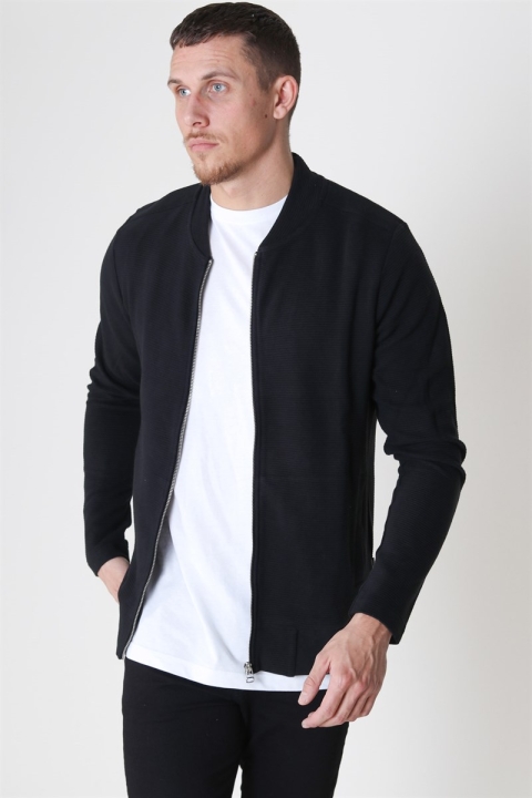 Jack & Jones Gerad Sweat Zip Crew Neck Black