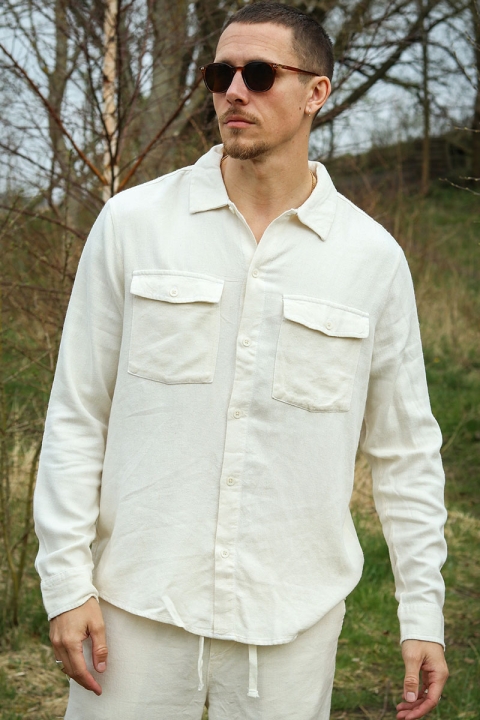 ONLY & SONS Karl Ls Shirt Viscose Linen White