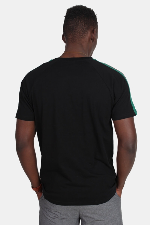 TB2059 Stripe Shoulder Raglan T-shirt Black/Firered/Green
